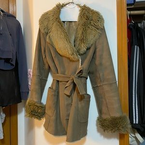 CANDA Suede Pennylane Afghan Shag Coat